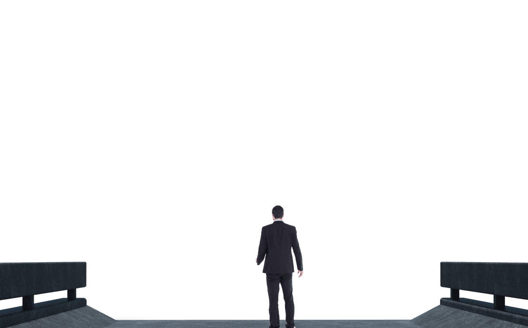 Businessman Standing on Bridge with Transparent Background