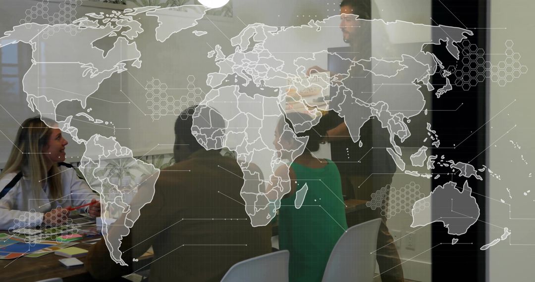 Global Business Strategy Session in Modern Conference Room