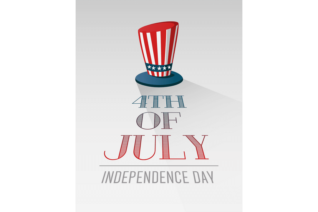 4th of July Independence Day Card on Transparent Background