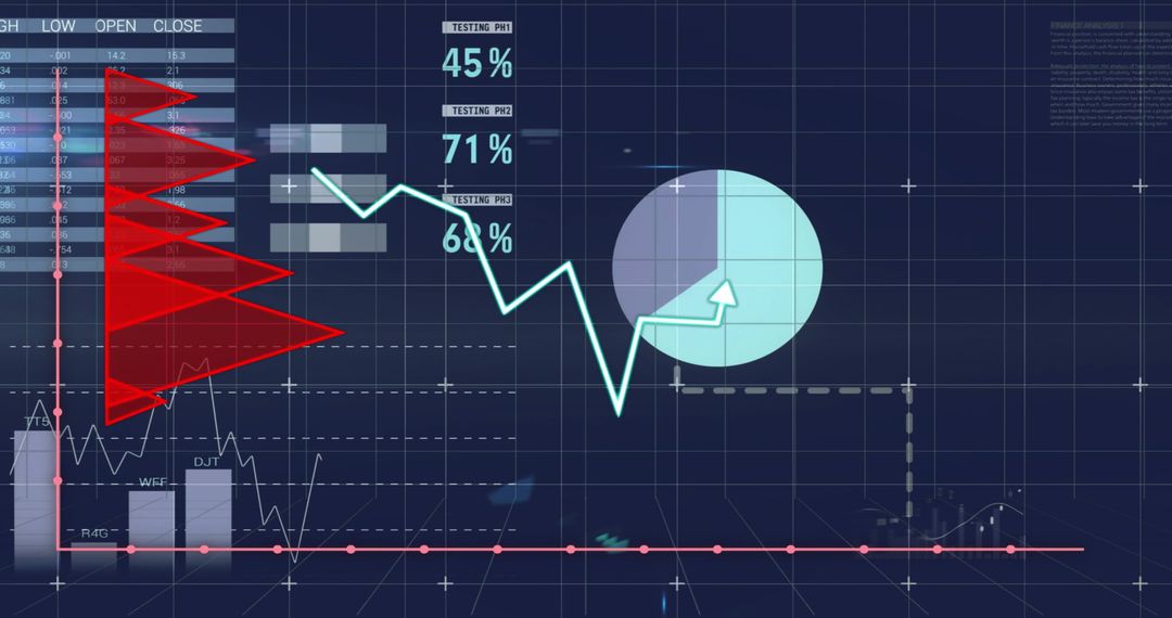 Digital Fintech Visualization with Graphs and Data Icons