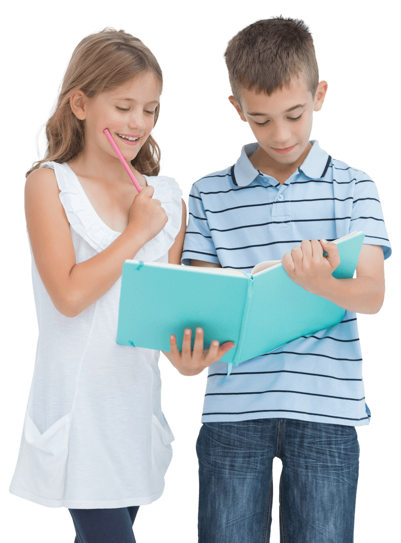 Transparent Children Studying Together, Learning and Education Concept