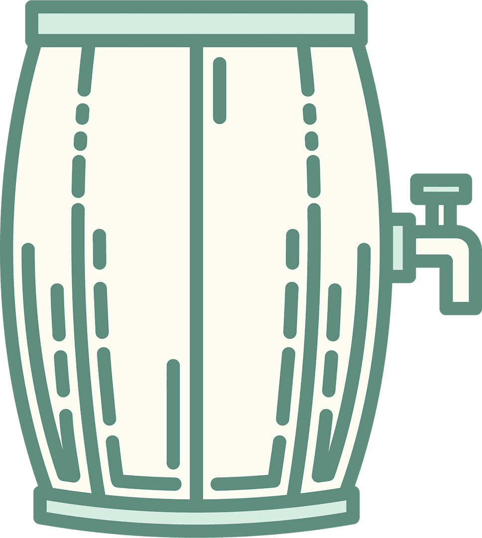 Transparent Beer Barrel Illustration in Green Outline for Beverage Design