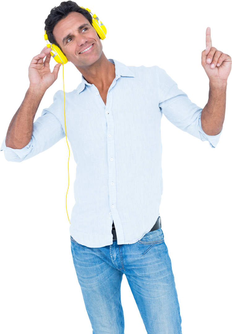 Transparent Listening Man Pointing Upward Happily - Download Free Stock Images Pikwizard.com