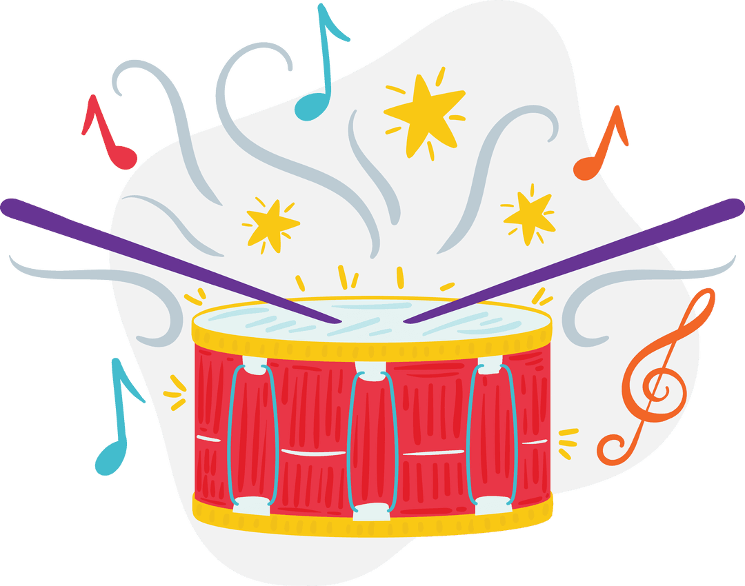 Colourful Musical Drums on Transparent Background
