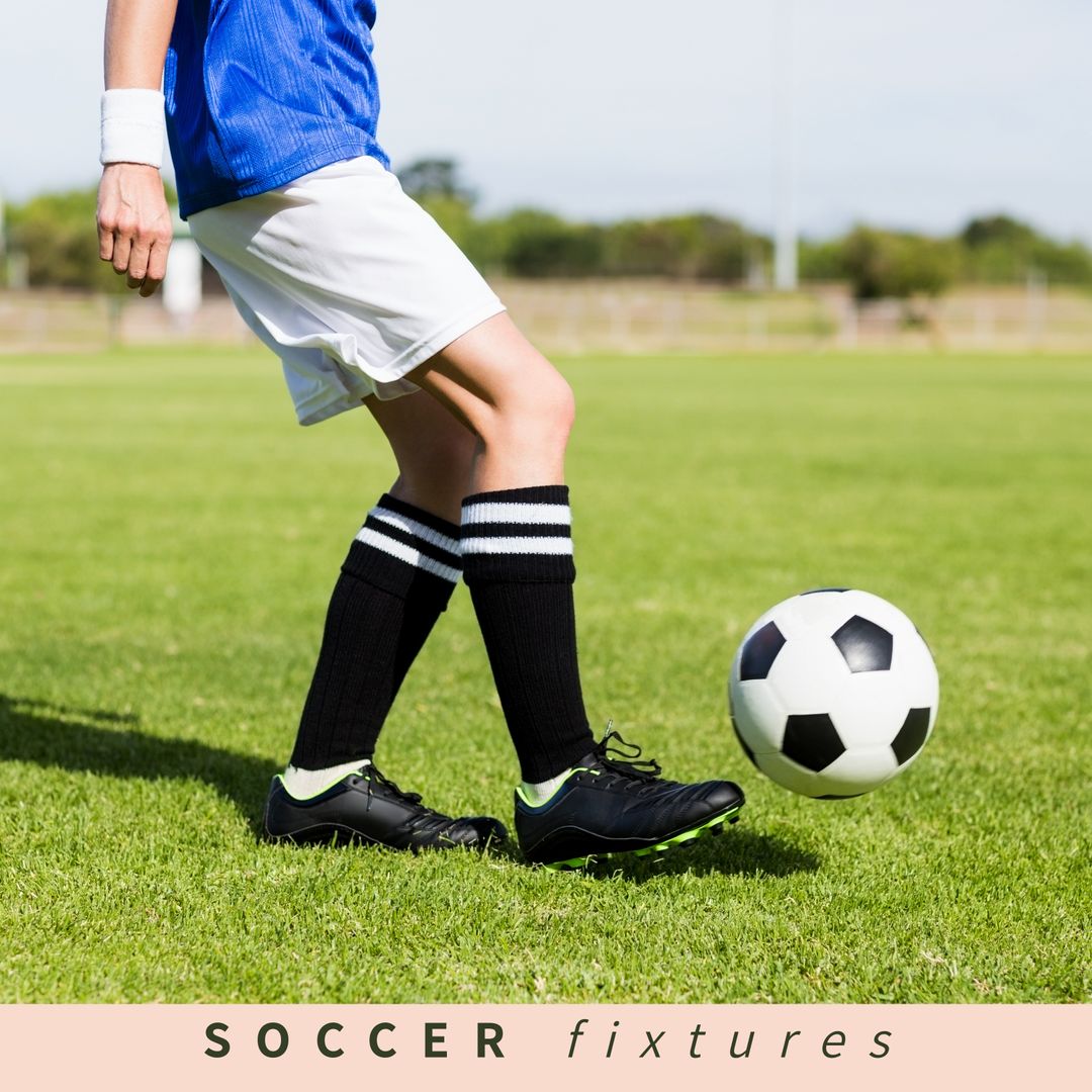 Youth Soccer Player Dribbling Ball on Grass Field - Download Free Stock Templates Pikwizard.com