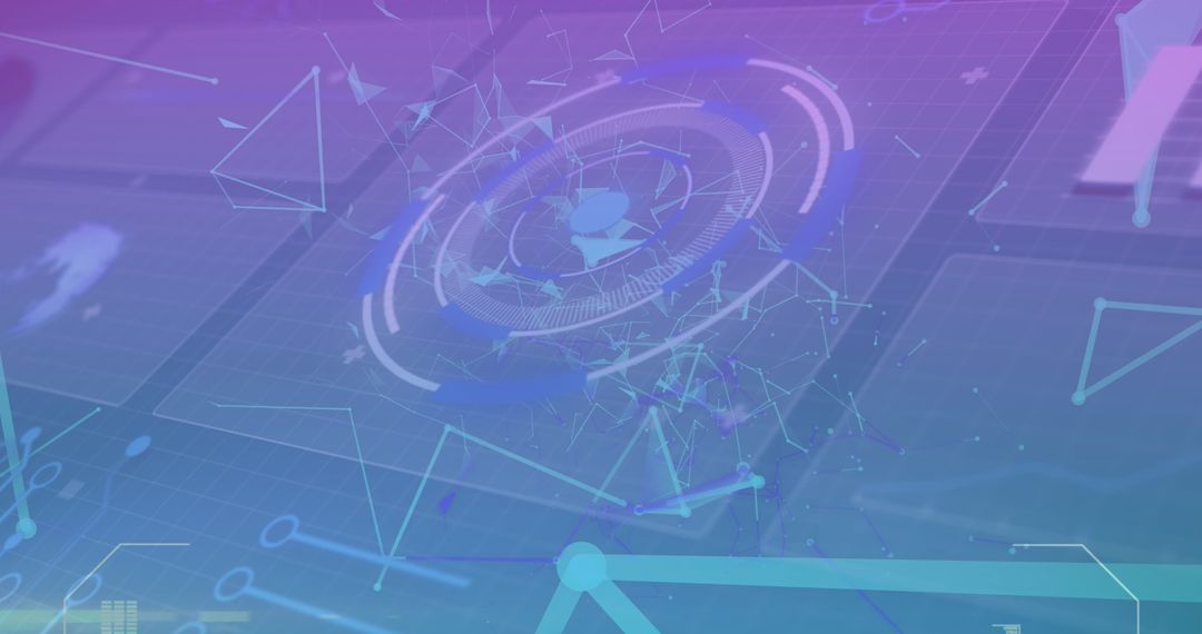 Futuristic Digital Interface with Geometric Shapes and Data Elements