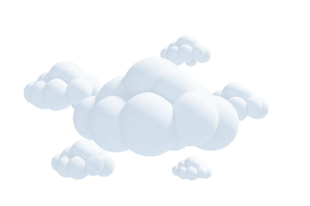 Digital Transparent Illustration of White Puffy Clouds