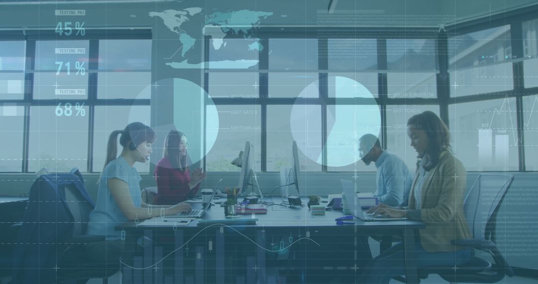 Professionals Optimizing Performance with Digital Analytics in Corporate Office