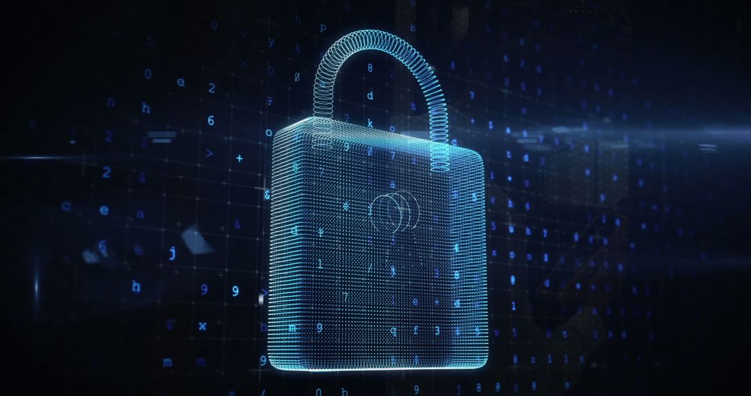 Digital Padlock with Futuristic Background Symbolizing Cybersecurity