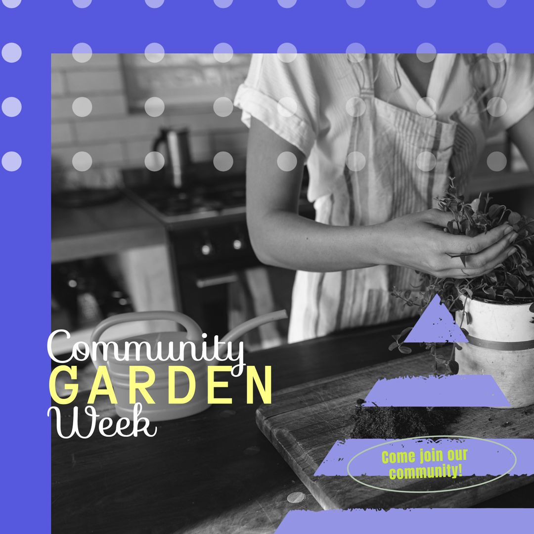 Woman Planting Herbs for Community Garden Week Event