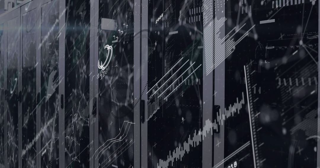 Futuristic Data Center with Virtual Digital Data Flow Illustrations