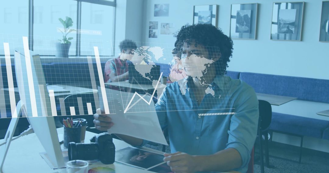 Professional Analyzing Data in Modern Collaborative Workspace