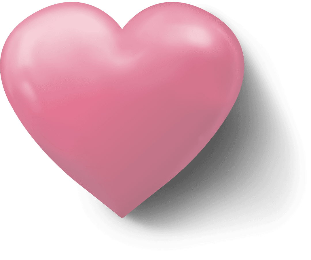 Shiny Pink Heart on Transparent Background for Love Theme