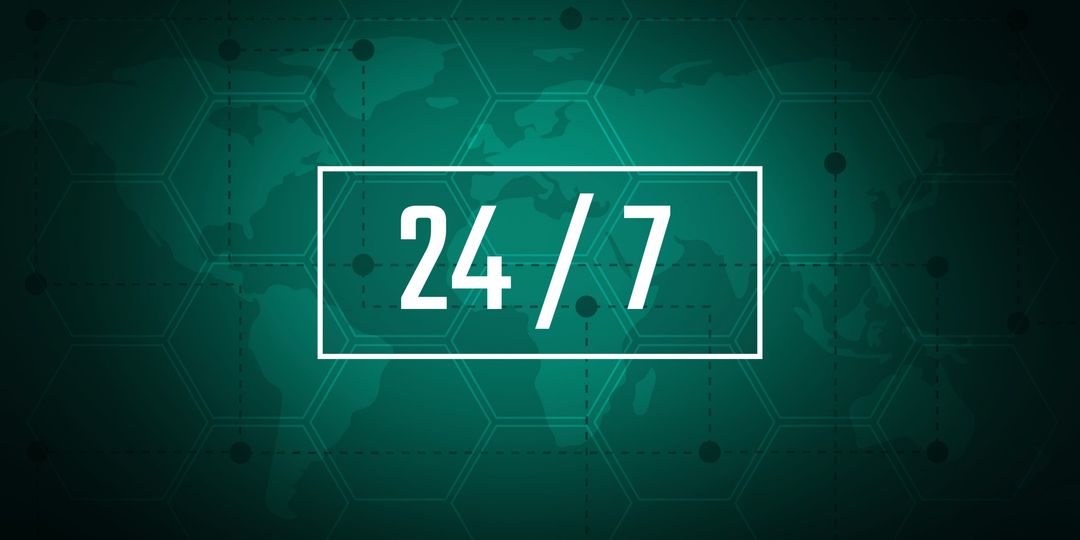 Global Connectivity 24/7 with Digital World Map Background