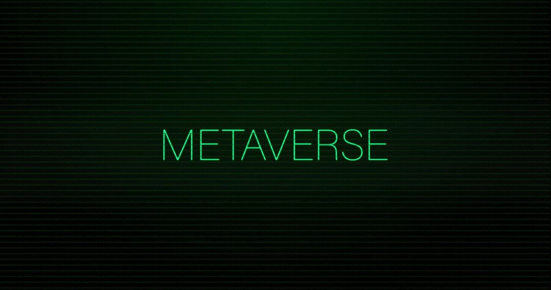 Glowing Metaverse Text Over Digital Grid Background