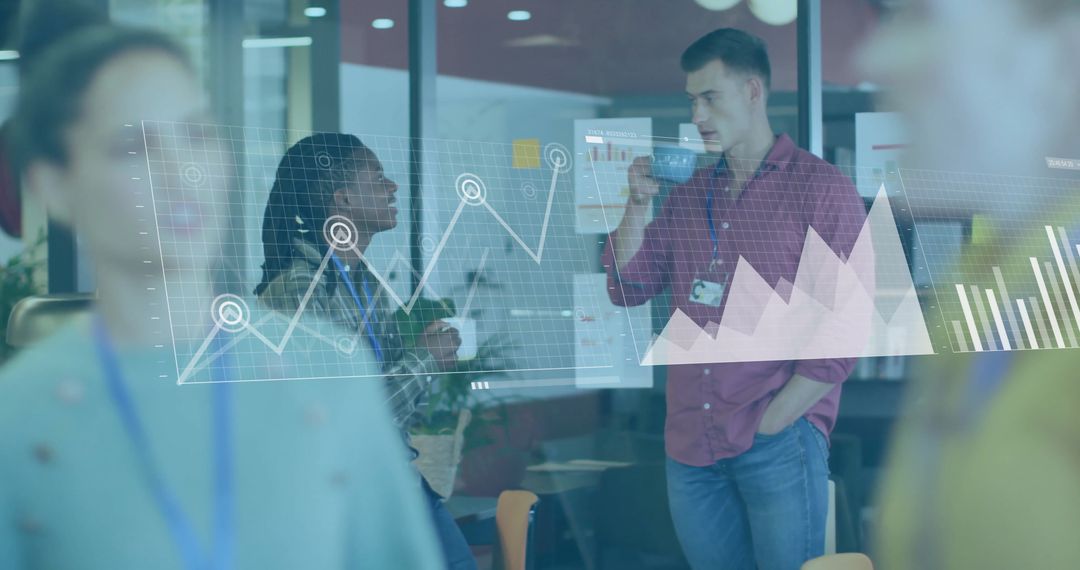 Business Professionals Discussing with Digital Charts Concept