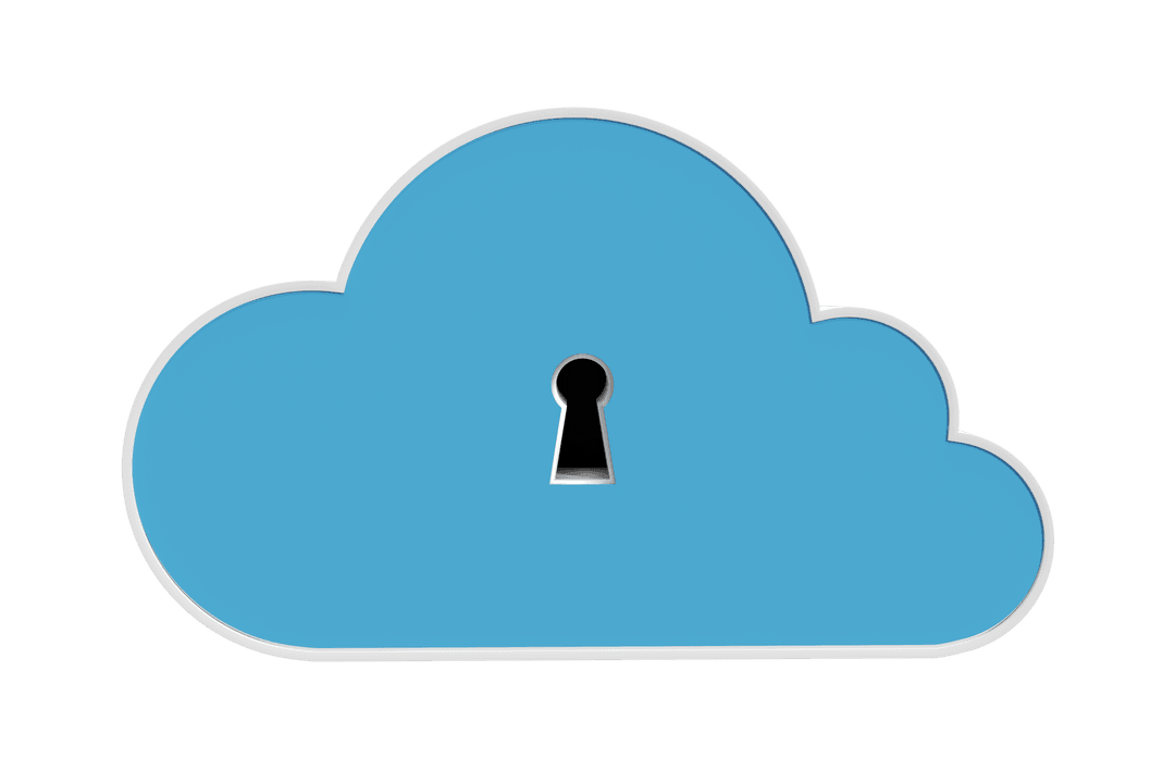 Transparent Blue Cloud Icon with Keyhole Symbol