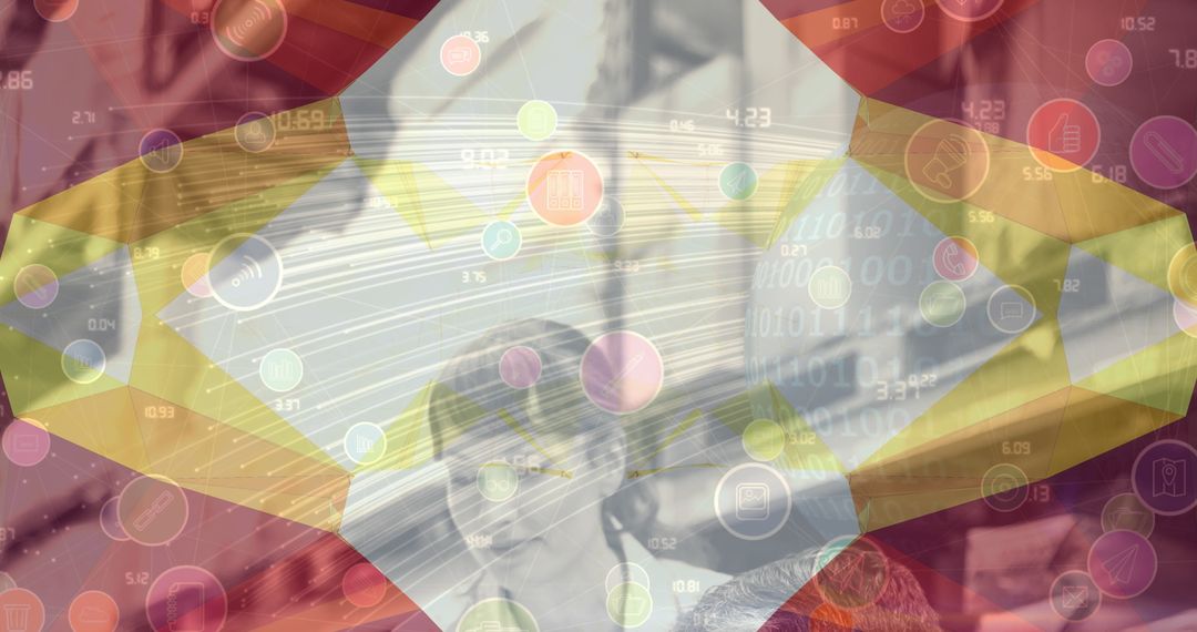 Digital Network Connections Over Imagery of Woman in Business Context