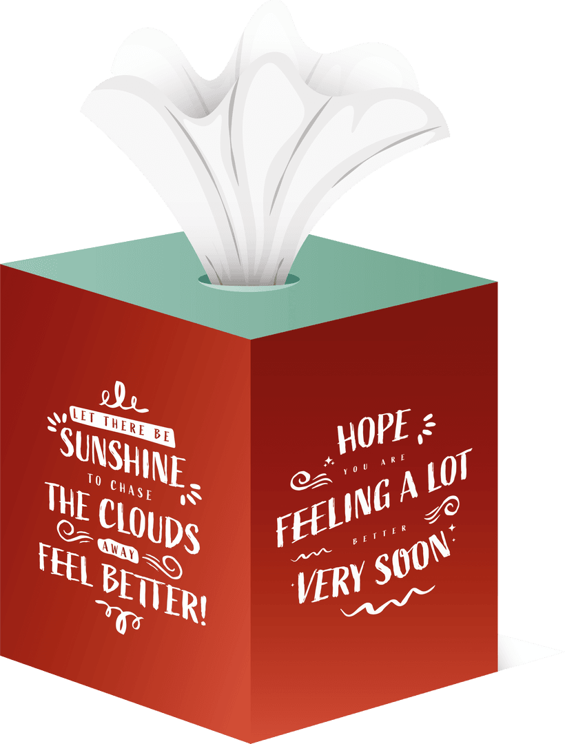 Comforting Inputs Printed on Tissue Box Illustrates Wellness Message