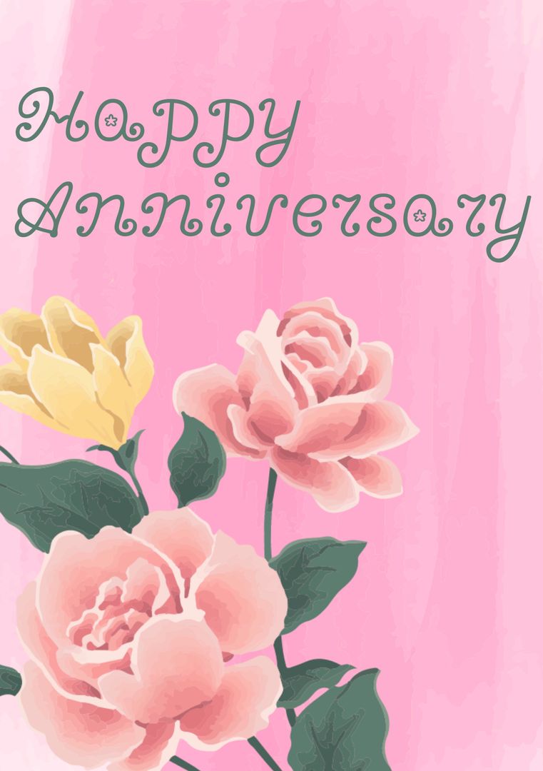 Romantic Anniversary Card with Floral Design