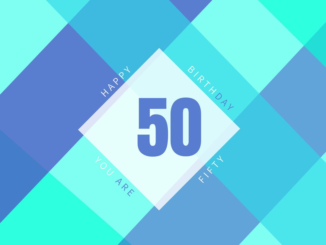 Happy 50th Birthday Colorful Geometric Greeting Card - Download Free Stock Templates Pikwizard.com