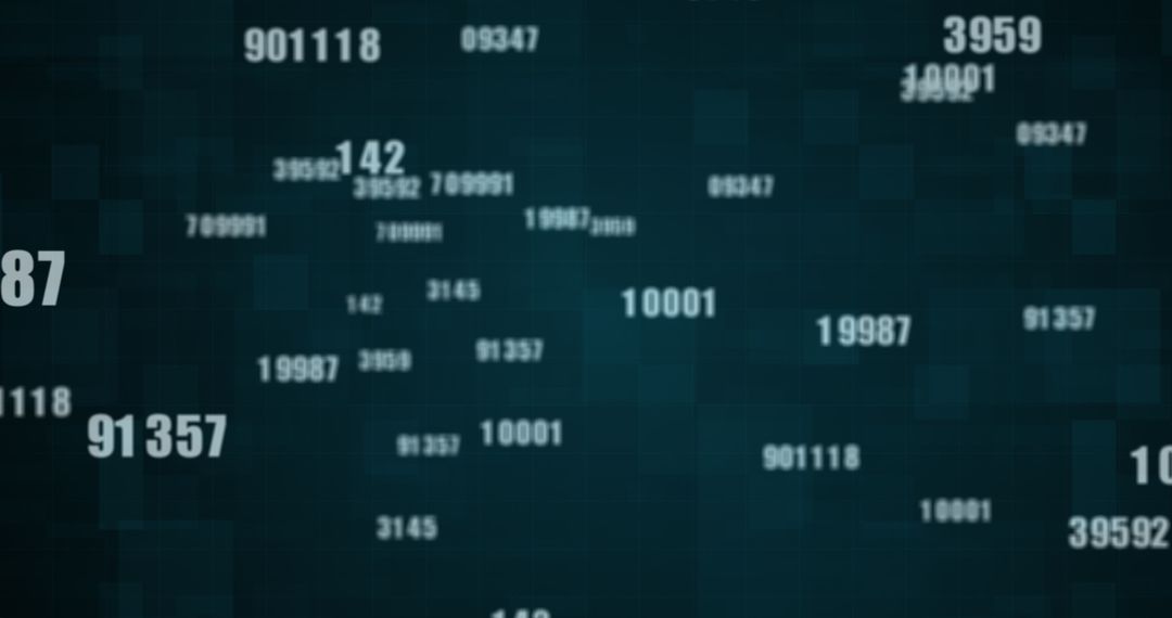 Abstract Digital Numbers on Green Matrix Background