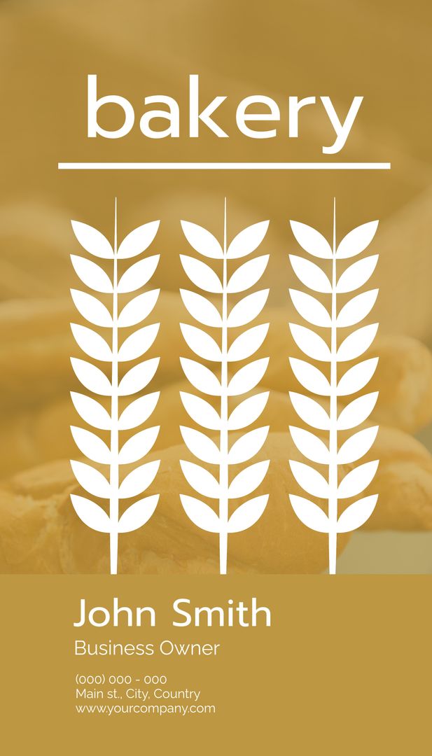 Elegant Bakery Business Card with Wheat Stalks Design - Download Free Stock Templates Pikwizard.com