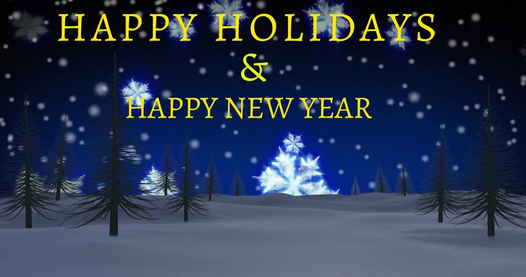 Festive Happy Holidays Greeting with Snowfall and Blue Background