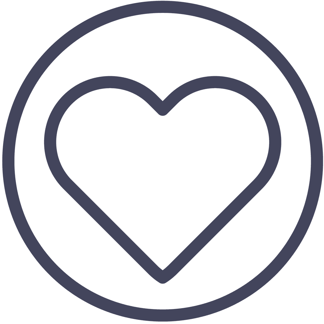 Simple Heart Icon in Circle on Transparent Background