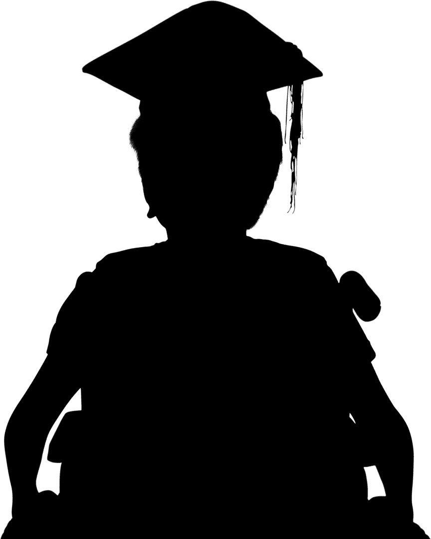 Transparent Silhouette Graduating Person Seated in Wheelchair