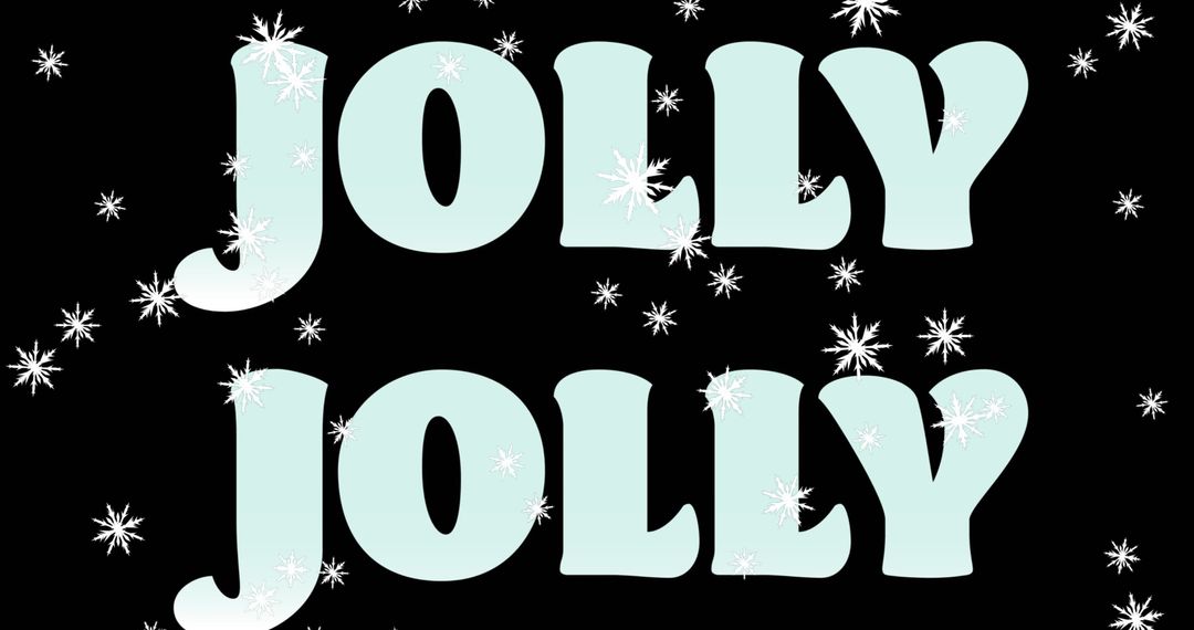 Festive 'Jolly' Repeating Text with Falling Snowflakes on Black