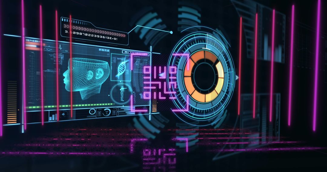 Futuristic Digital Interface QR Code Concept