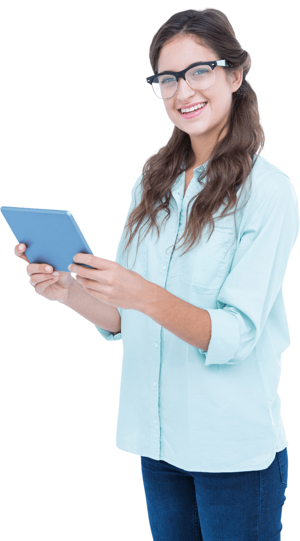 Young Professional Woman Using Tablet Transparent Background