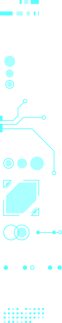 Cyan Circuit Technology Icons on Transparent Background
