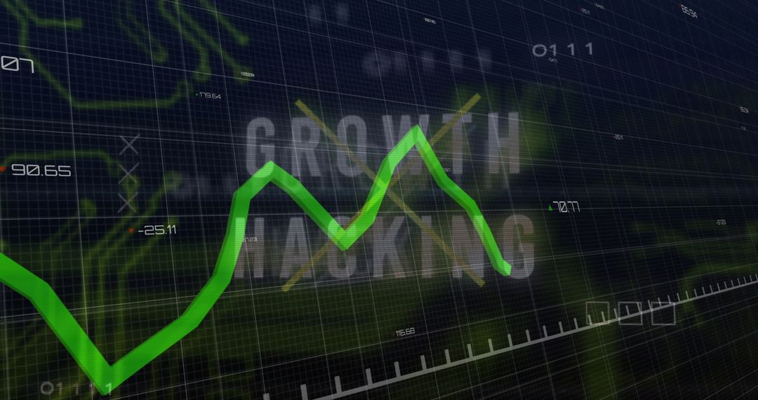 Growth Hacking Concept on Digital Line Graph in Business Analysis