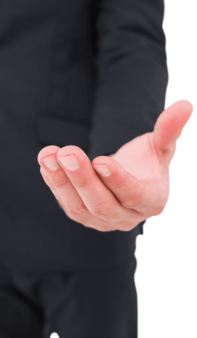 Businessman Extending Hand for a Handshake on Transparent Background