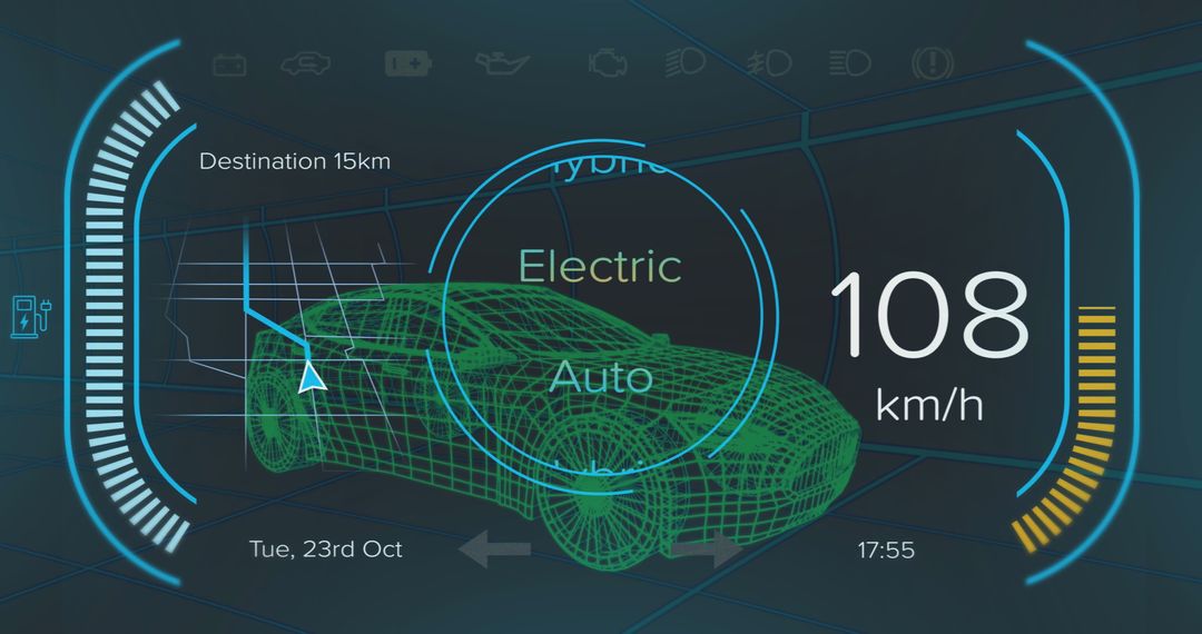 Futuristic Digital GPS Interface for Electric Car System