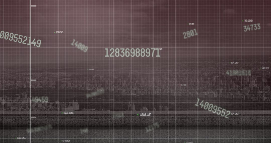 Financial Data Projection Over Urban Skyline