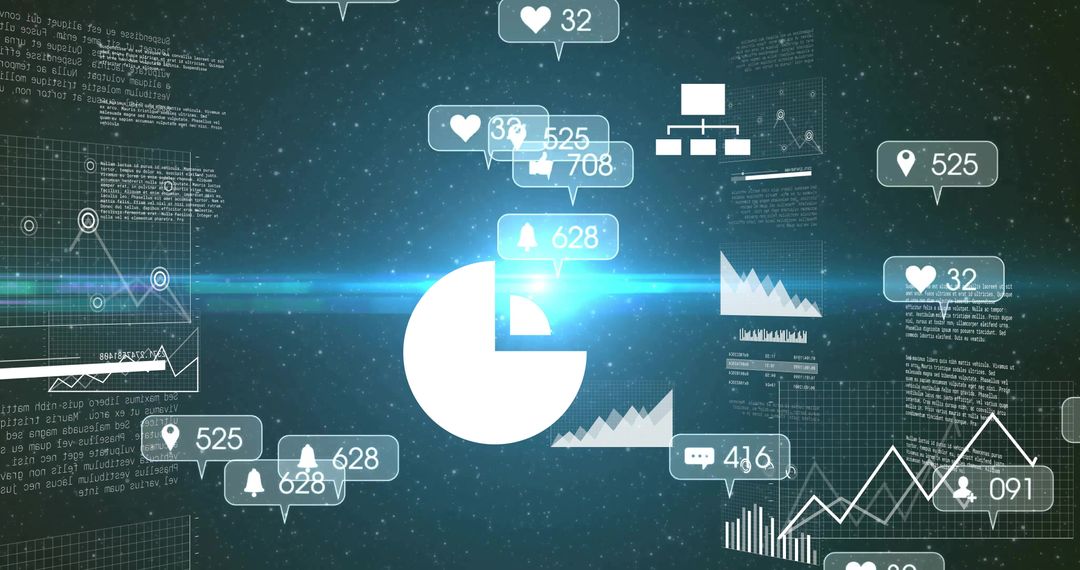 Futuristic Data Visualization Interface with Analytics Graphs