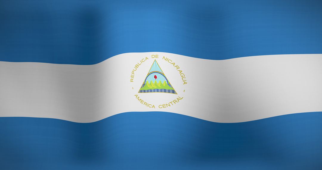 Nicaragua National Flag Waving with Emblem Details