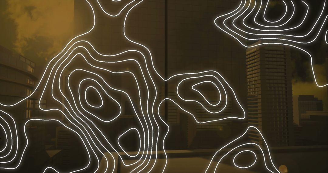 Abstract Topographic Overlay on Urban Skyline