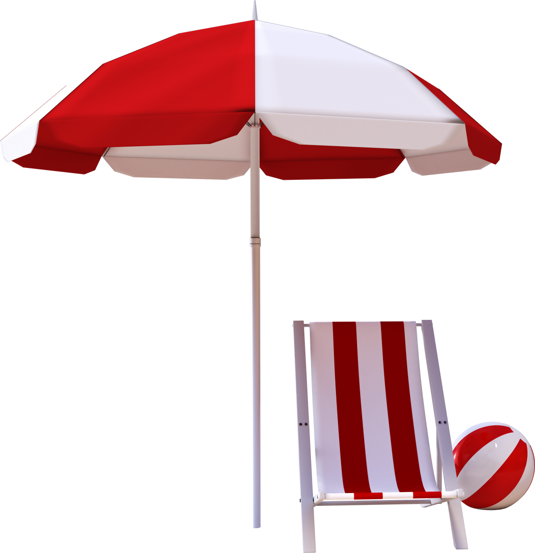 Red and White Deckchair, Beach Umbrella and Beach Ball Transparent Background - Download Free Stock Images Pikwizard.com