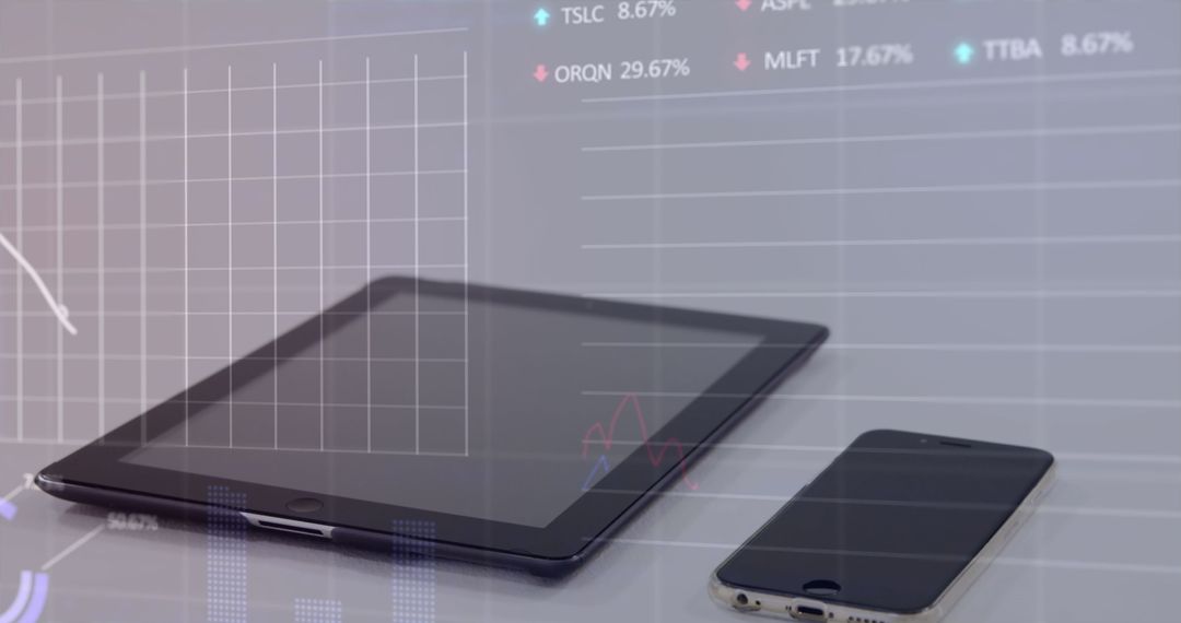 Tablet and Smartphone Displaying Stock Market Data Visualization