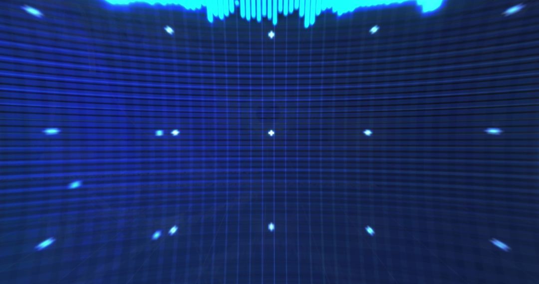 Glowing Blue Lights in Abstract Digital Grid Background