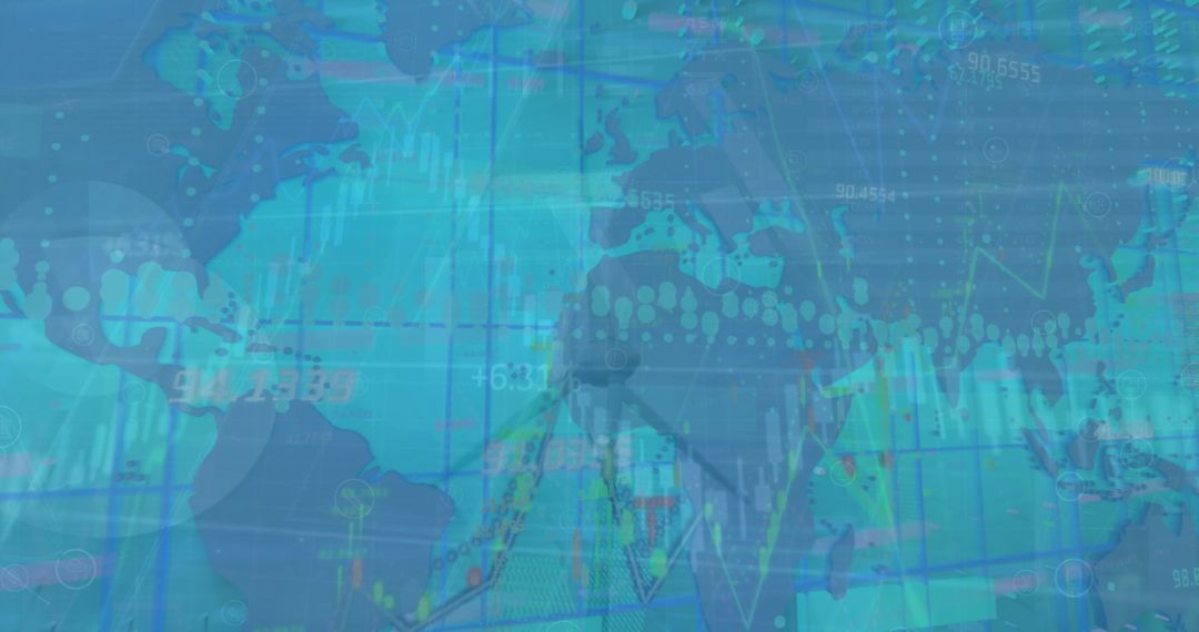 Global Financial Data Network with World Map Illumination