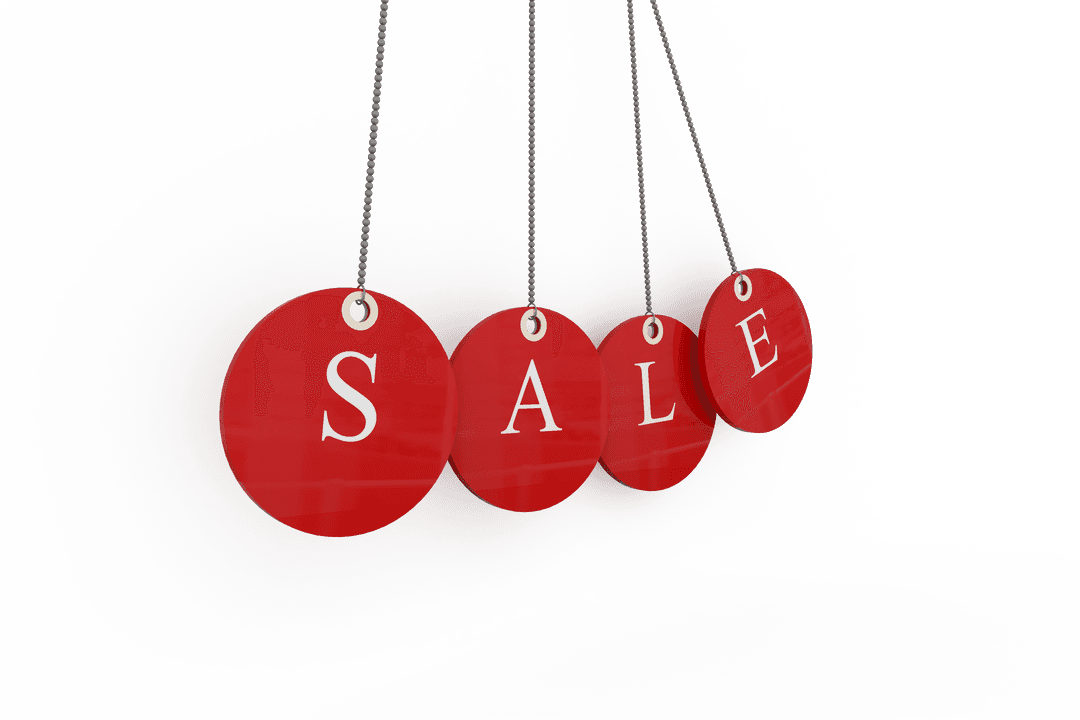 Swinging Sale Tags Red Discs Transparent Background