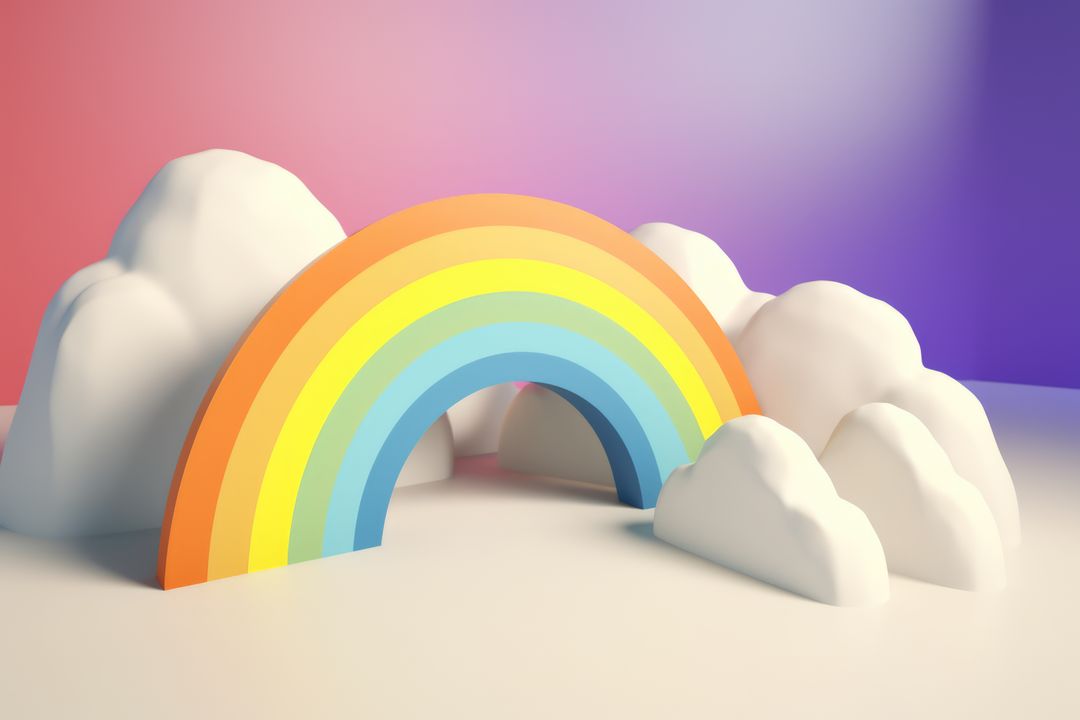 Colorful Rainbow and Pony in Whimsical Cloud Setting - Free Images, Stock Photos and Pictures on Pikwizard.com