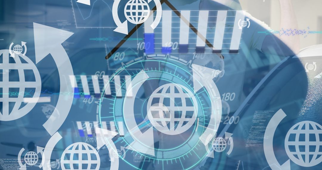 Global Automotive Networking and Technology Concept with Digital Metrics