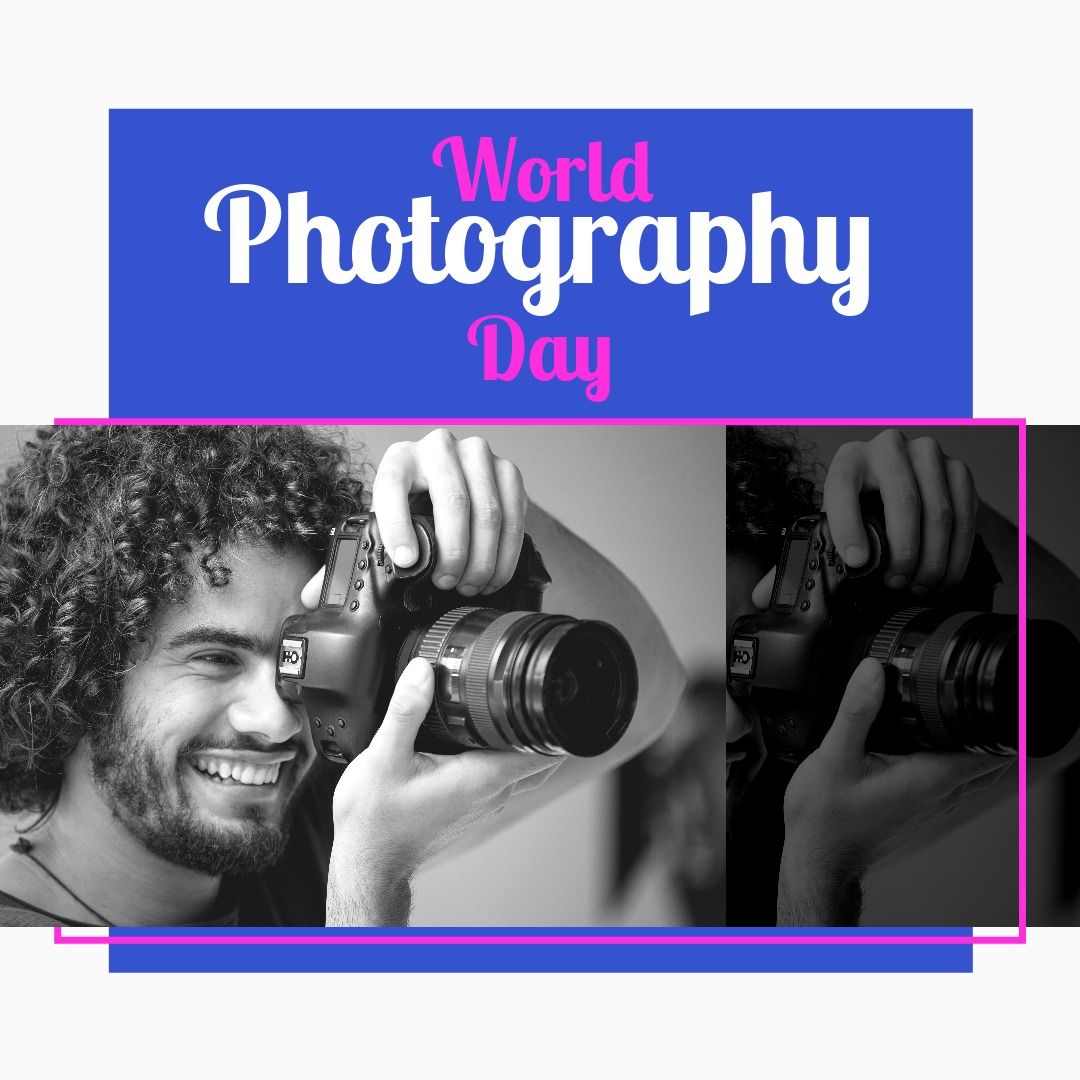 Image of world photography day and happy biracial male photographer with camera - Download Free Stock Templates Pikwizard.com