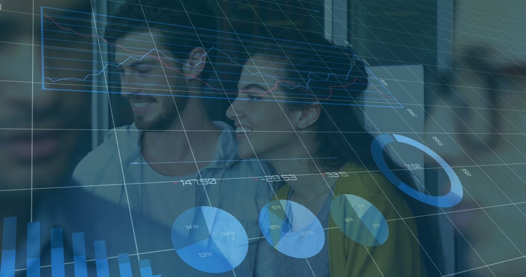 Business Professionals Analyzing Data Statistics Visualization